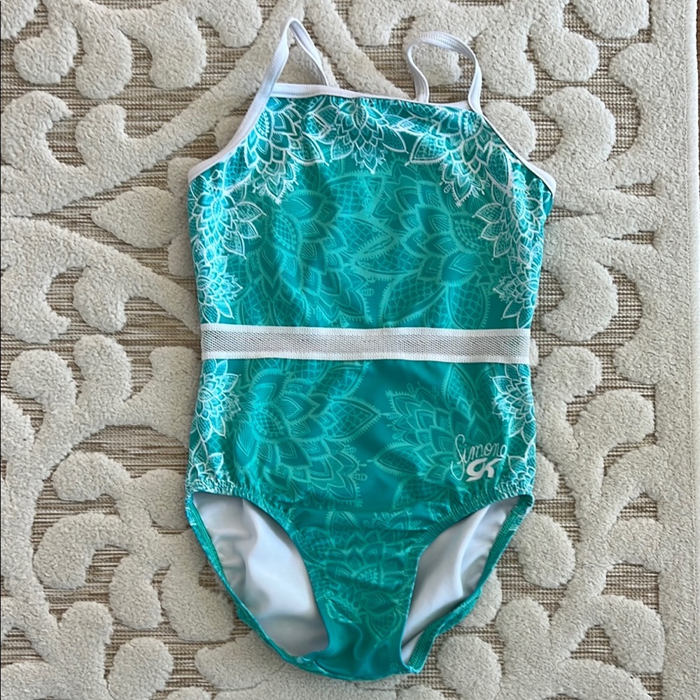 GK AQUA FLORAL LEOTARD